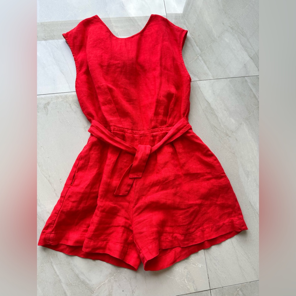 Zara Scarlet Red Linen Top